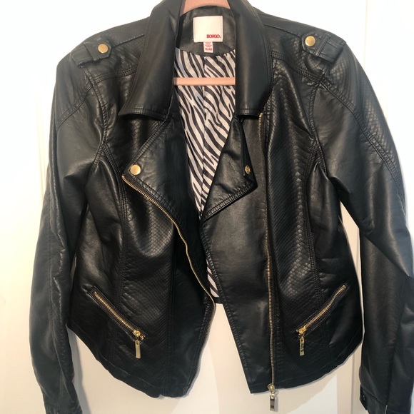 NWT Bongo Black Faux Leather Moto Jacket - Picture 5 of 11